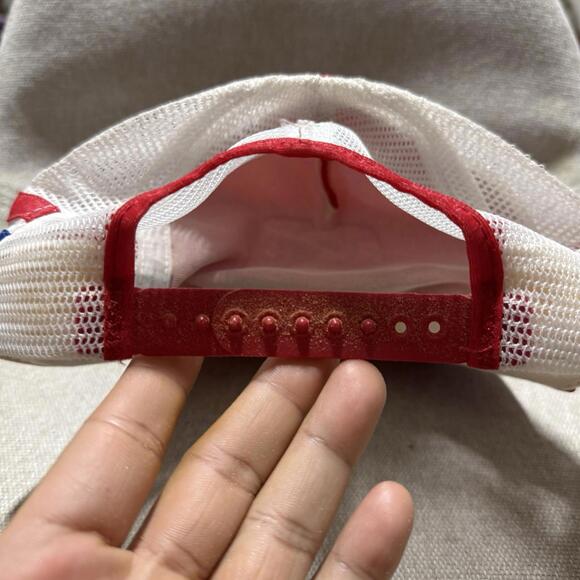 Vintage 80s The Nashville Network Red White Blue Trucker Snapback Hat Made USA - Picture 6 of 8